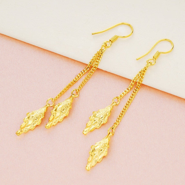 Dubai Ear line Tassel Earrings for women 2020 new 24K Gold Color butterfly dangle earring fashion female wedding jewelry gifts