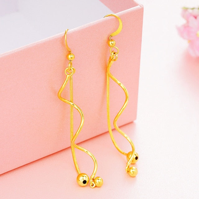 Dubai Ear line Tassel Earrings for women 2020 new 24K Gold Color butterfly dangle earring fashion female wedding jewelry gifts