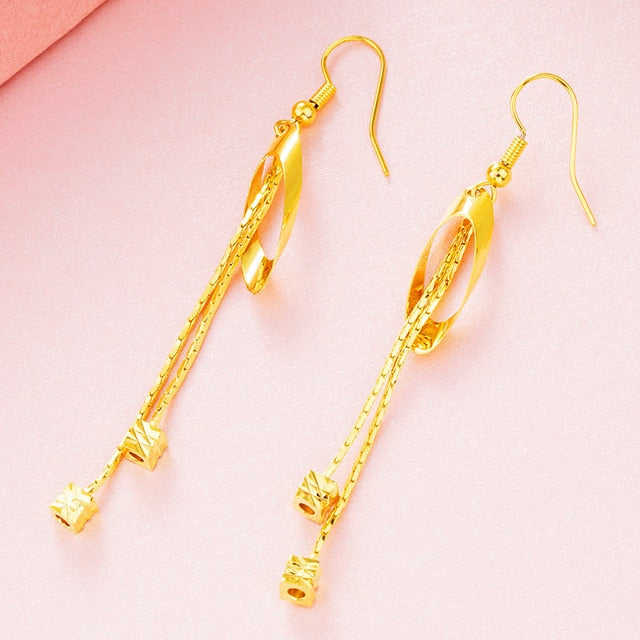 Dubai Ear line Tassel Earrings for women 2020 new 24K Gold Color butterfly dangle earring fashion female wedding jewelry gifts