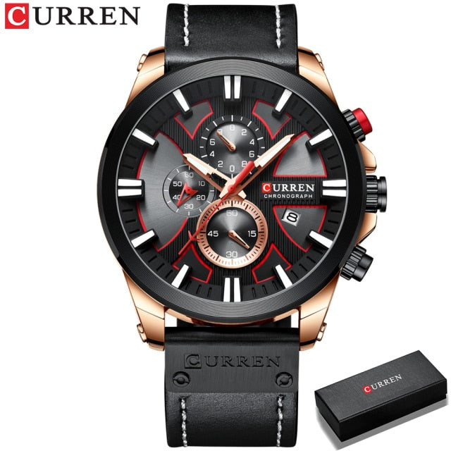 CURREN Watch Chronograph Sport Mens Watches Quartz Clock Leather Male Wristwatch Relogio Masculino Fashion Gift for Men