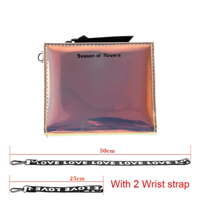 Fashion Small Wallet Women Short Wristlet Thin Purses Ladies Money Bag Korean Female Holographic Wallet 2021 Walet Slim Vallet