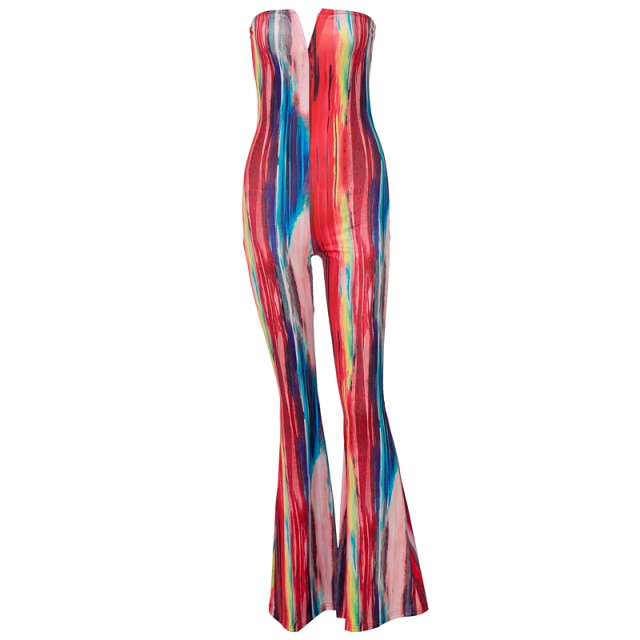 Tie Dye Skinny Strapless Maxi Dresses For Women Casual Street Sleeveless Sexy Tube Clubwear Party Birthday Dress Summer Clothes