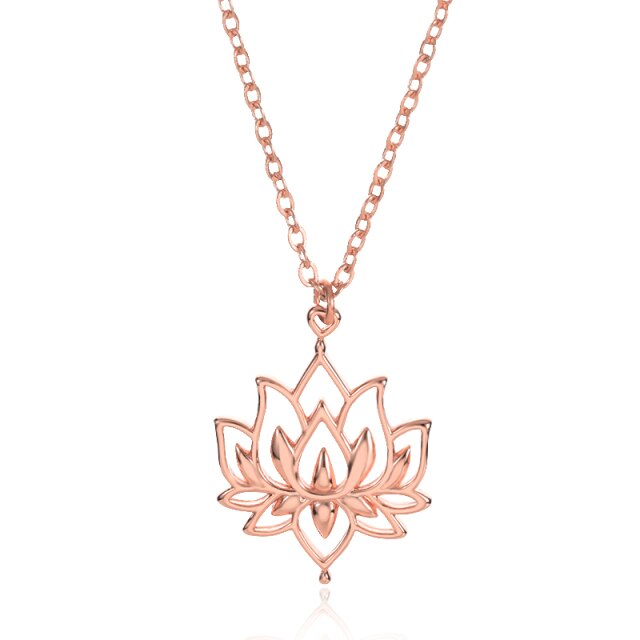 Women Fashion Lotus Flower Shaped Pendant Necklace For Female  Yoga Prayer Buddhism Boho Jewelry Statement Necklace Accessories