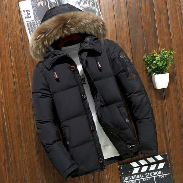 New Style Winter Jacket Men Big Size M-4XL Real Fur Collar Hooded White Duck Down Jacket Thick Down Jackets Men Warm Coats