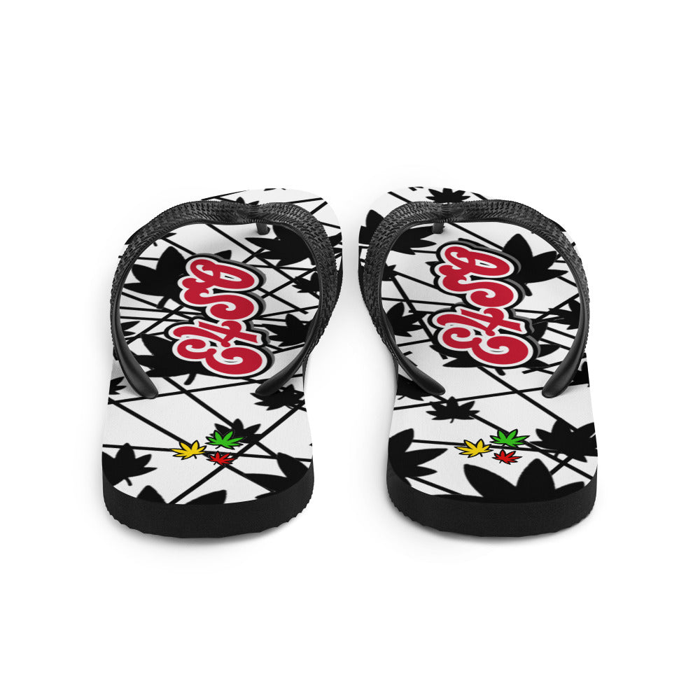 Red Vintage print Flip-Flops