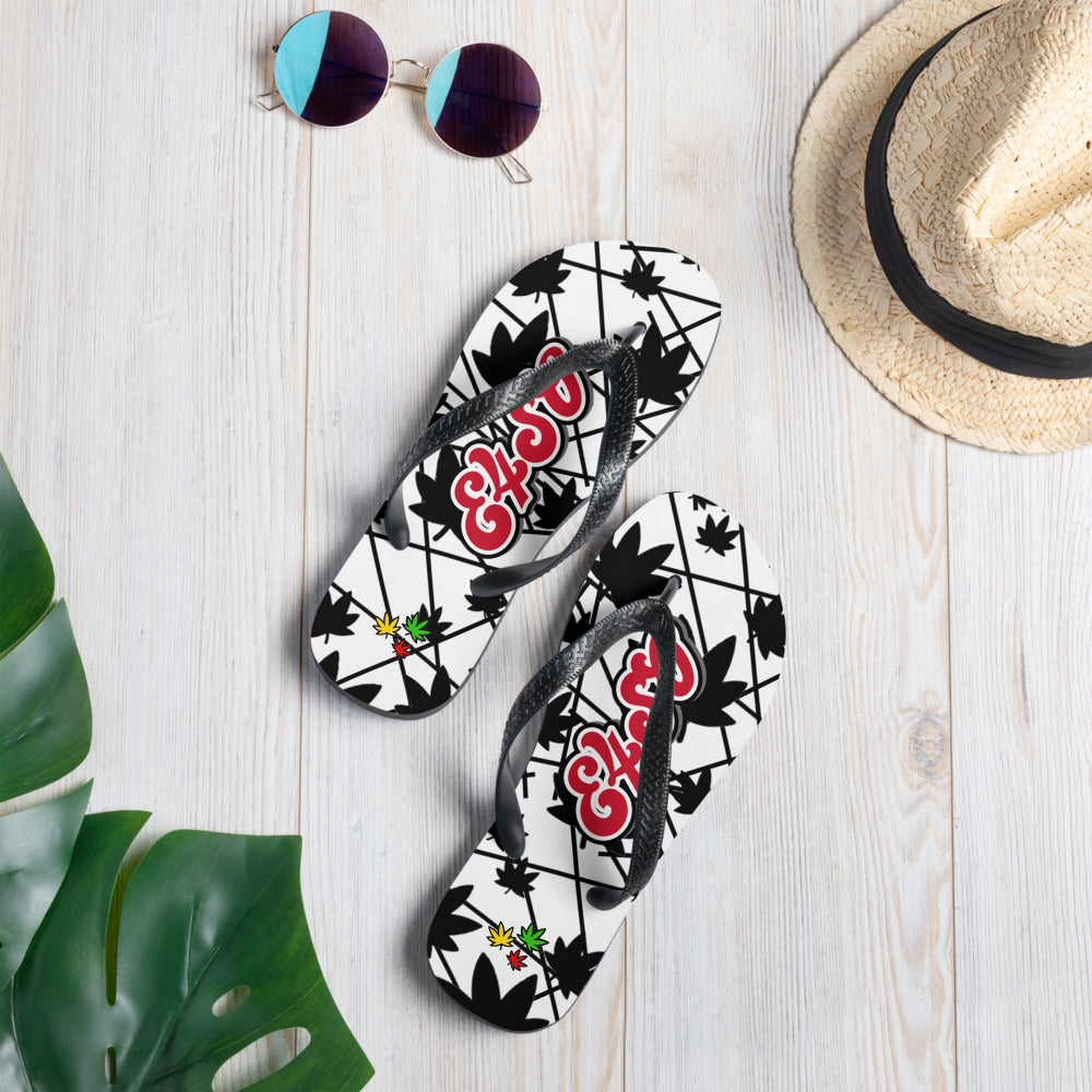 Red Vintage print Flip-Flops