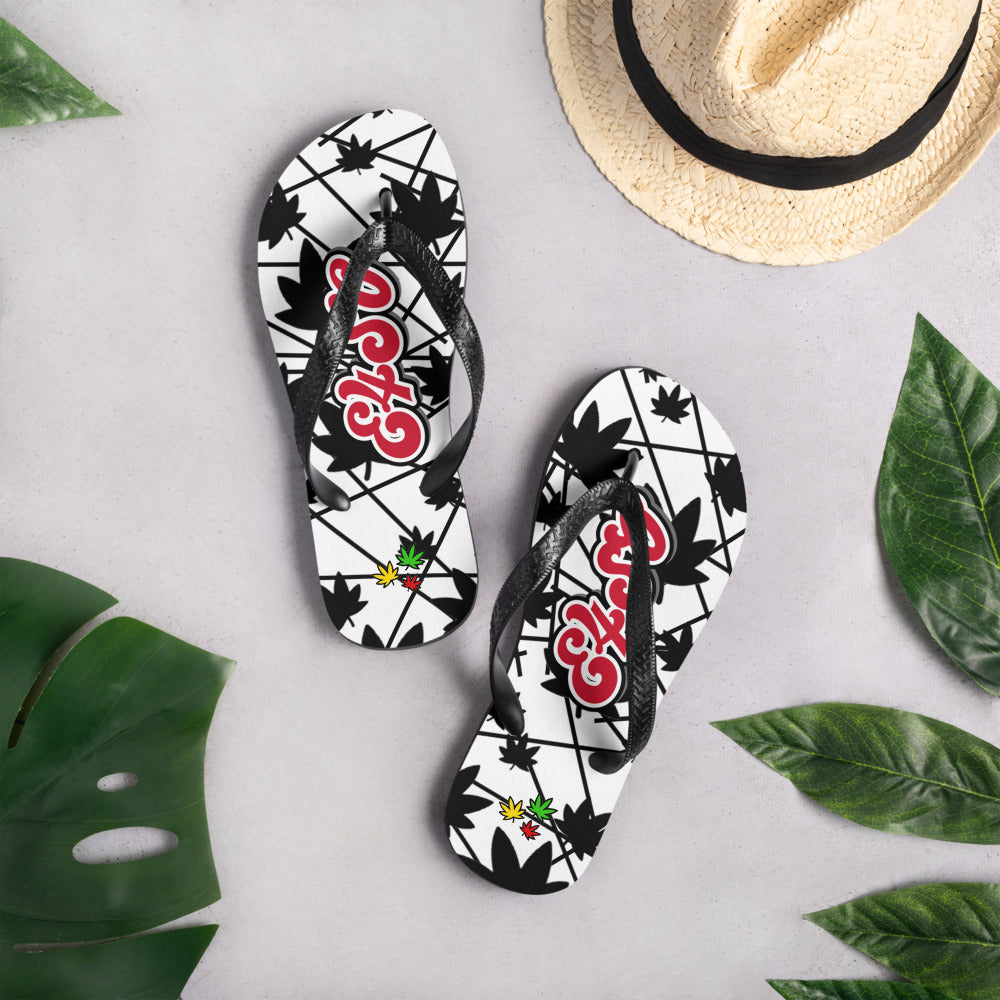 Red Vintage print Flip-Flops