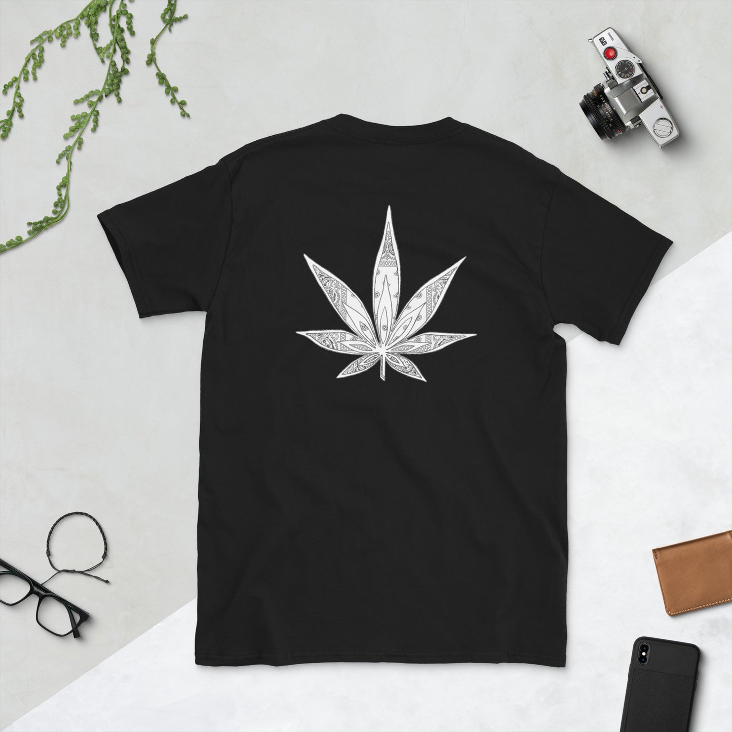 Short-Sleeve White Bandana Leaf Unisex T-Shirt